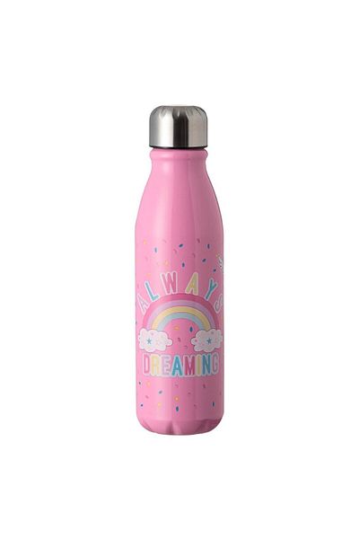Micostore Children's Water Bottle, Aluminum Can, 600 Ml, Unicorn, Pink, Screw Cap, School and Kindergarten