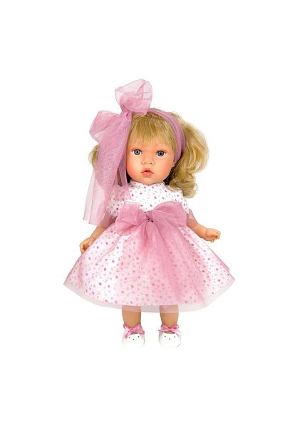 OEM Păpușă Nines D'onil, Susette Tulle, Blondă, Cu Sunete, Cu Fundă Roz, Cu Parfum de Vanilie, 45 Cm