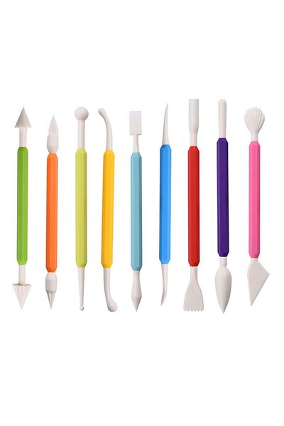 Micostore Set of 9 Plasticine Modeling Molds, Modeling Tools for Pasta, Clay or Wax, Double Ended, Multicolor