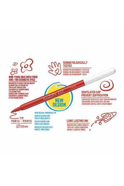 CARIOCA Set Of 6 Markers For Children, Super Washable, Fine Tip, Joy