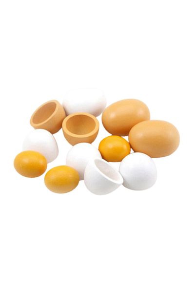 Micostore Set of 6 Wooden Toy Eggs in Cardboard Box