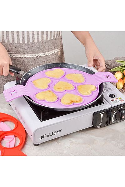 Micostore Silicone Pancake Mold, With Handles, Hearts, Pink, 22.7 X 37.2 Cm