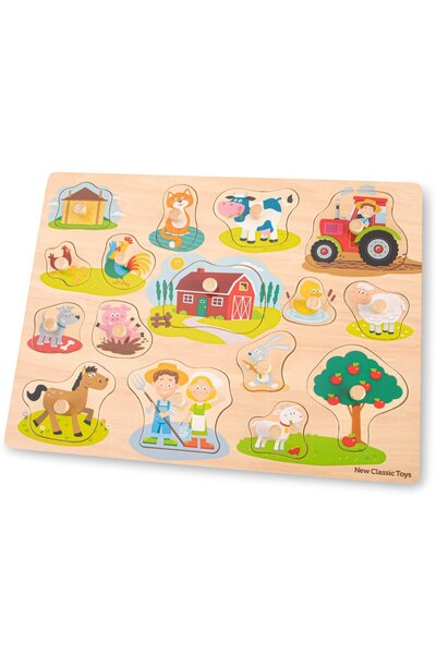 New Classic Toys Dřevěné puzzle Farma 17 dílků