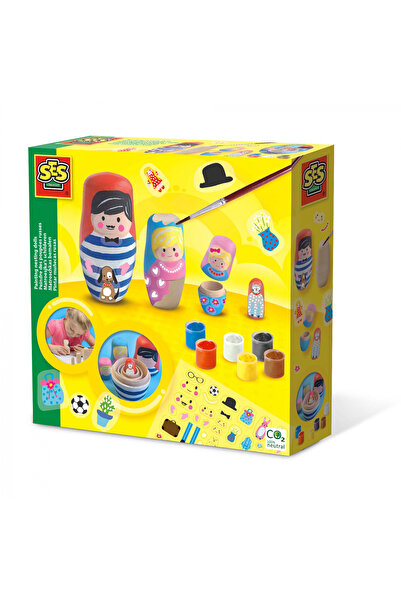 SES Creative Set pentru copii pentru decorarea păpușilor Matrioșka cu vopsea și accesorii