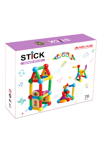 Magplayer Magnetická stavebnice - tyčinka (78 DÍLŮ)