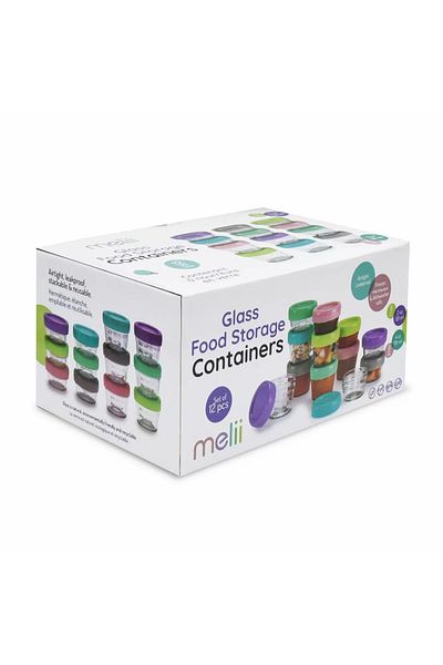 Melii Set 12 Recipient Sticla Pentru Hrana Bebe, , 6*59 ml 6*118 ml