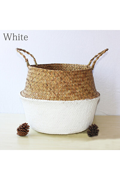 Choice سلة تخزين منسوجة قابلة للطي مقاس 32 × 28 سم مع مقبض لتنظيم الألعاب والغسيل والأغراض المتنوعة من الخيزران