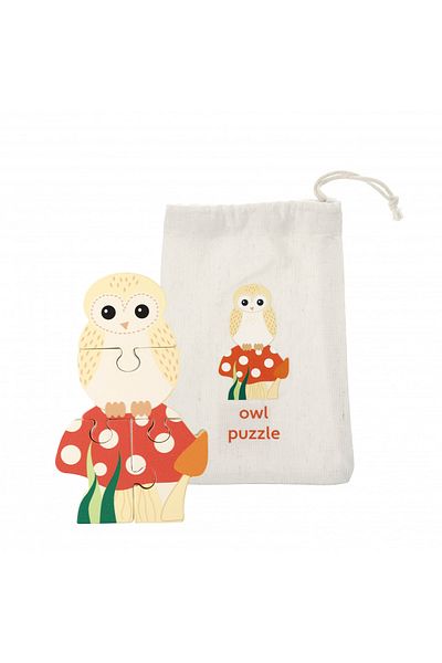 Orange Tree Toys Mini dřevěné puzzle Sova 3D,