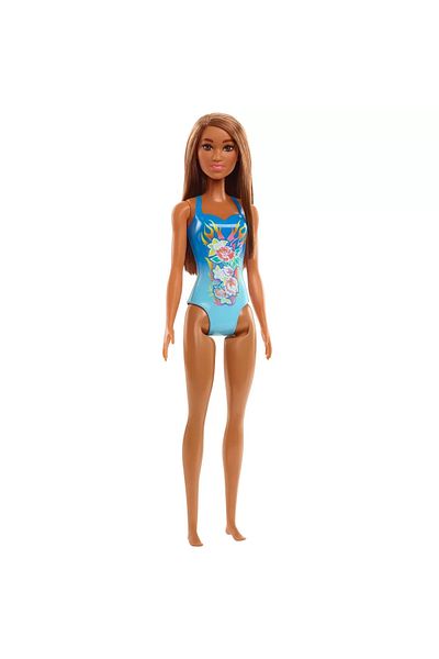 mattel Papusa Barbie Satena Cu Costum De Baie Albastru