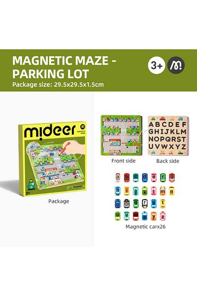 Mideer Joc educativ din lemn, magnetic, model de parcare