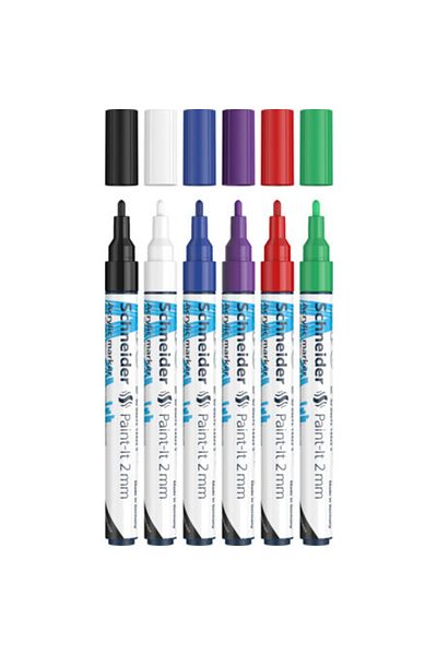 SCHNEIDER Set Of 6 Acrylic Paint Markers, 2 Mm Tip, Paint-it 310