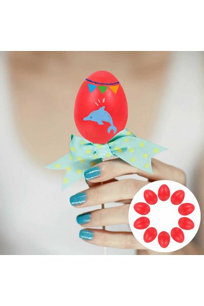 Micostore Wooden egg, red, unvarnished, from a chicken, for Easter Eggs, art & craft accessories for children