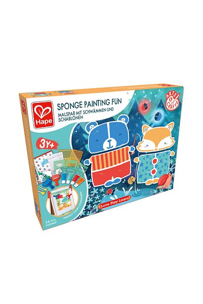 Hape Children's Sponge Painting Kit - 24 Pieces
