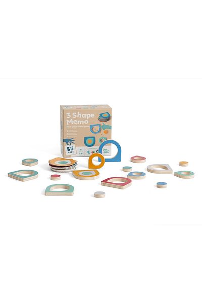 BS Toys Joc de memorie cu forme din lemn
