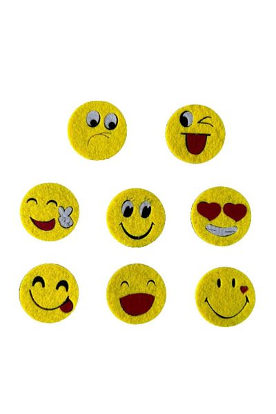 Micostore Emoji, Smiling Faces, Made Of Felt, 5 X 5 Cm, ​​50 Pcs/set, Art & Craft Accessories For Children