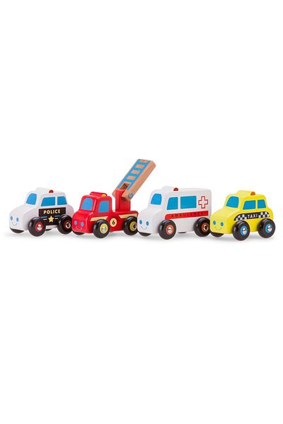 New Classic Toys Set of 4 Wooden Vehicles for Children