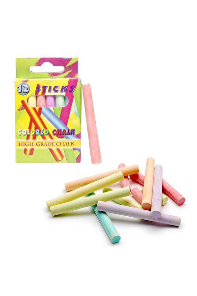 Micostore 3 cutii Colored Chalk Set For Asphalt Drawings, 6 Colors, 12 Pieces...