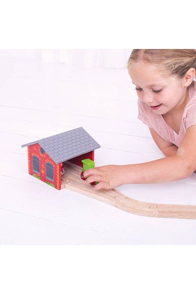 BigJigs Hangar dublu pentru locomotive - Editie noua