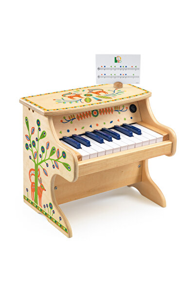 djeco Pian Electronic Din Lemn, 18 Clape,