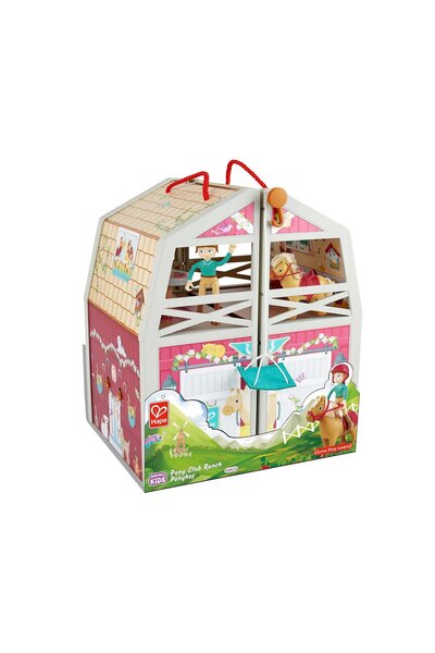 Hape Casă de păpuși - Fermă de ponei (25 de piese)