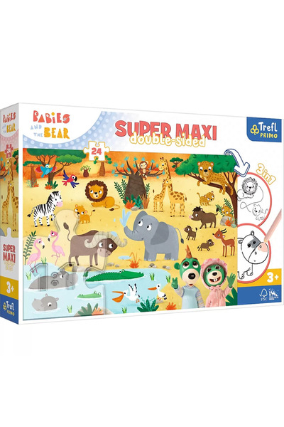Trefl Puzzle Primo 24 Super Maxi Bebelușii și Ursul în Safari