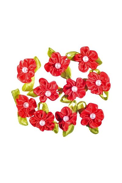 Junior Set de flori colorate din satin, 10 piese, accesorii de artă și meșteșuguri pentru copii