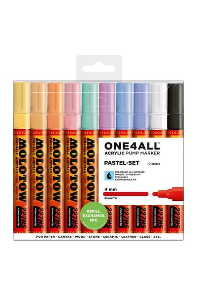 Molotow Marker Acrilic One4all 227hs 4mm Portofel Pastel-set 10 Buc