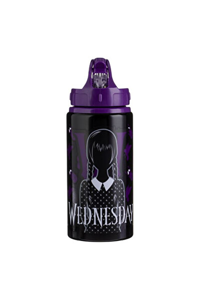 Micostore Sticla De Apa Copii, Cu Pai, Τετάρτη, Aluminiu, 500 Ml, Negru Si Mov, Flip Top, Bidon