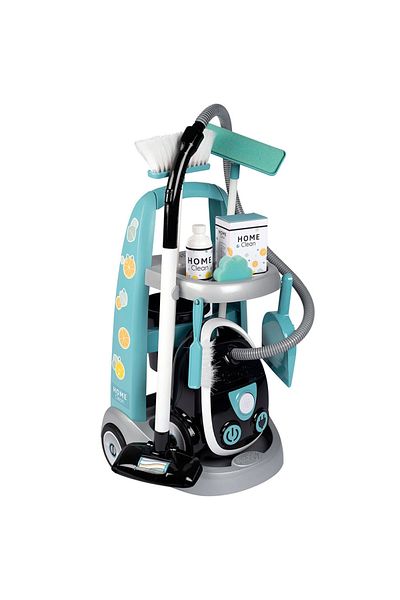 Smoby Toy Cleaning Set With Trolley And Electronic Vacuum Cleaner Black