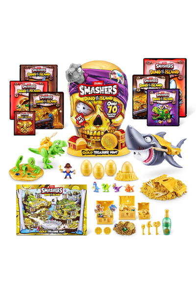 Smashers - Set With Over 70 Gold Treasure Hunter Figures And Accessories, Dino Island