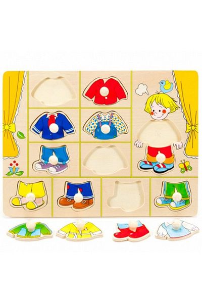 Fakopancs Wooden Puzzle with Buttons, Boys' Clothing