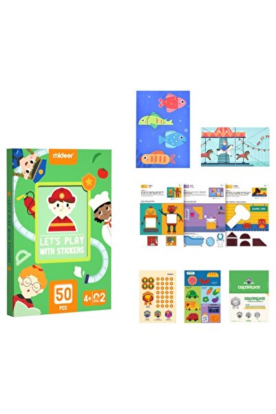 Mideer Sticker Pasting Activity Set, Paper Cutting and Trimming, Let's Play With Stickers, Level 02 Medium