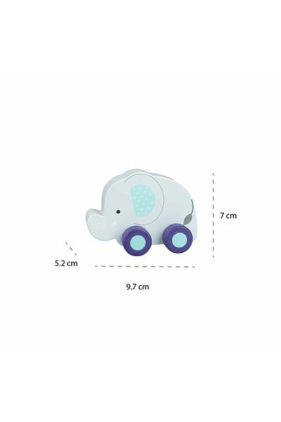 Orange Tree Toys Ελέφαντας - Ξύλινο Παιχνίδι με Ρόδες,