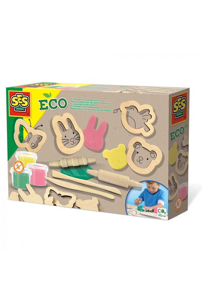 SES Creative Set creativ - plastilină ecologică cu instrumente din lemn