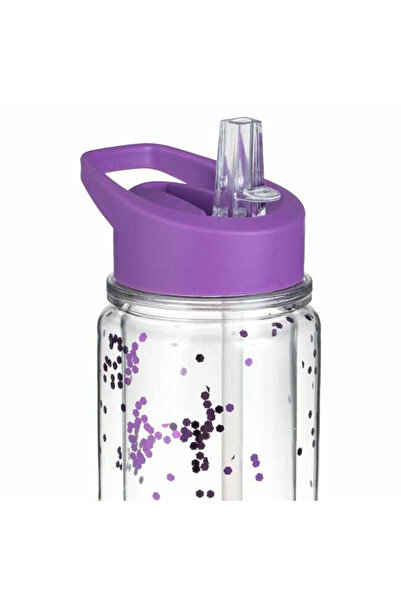 Micostore Sticla De Apa Copii,cu Pai, Maner,500 Ml,perete Dublu, Sclipici,unicorn Magic Glitter,διαφανές