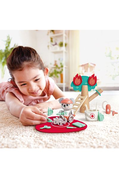 Hape Wooden Toy - Forest Firefighter Play Set (17 PIECES)