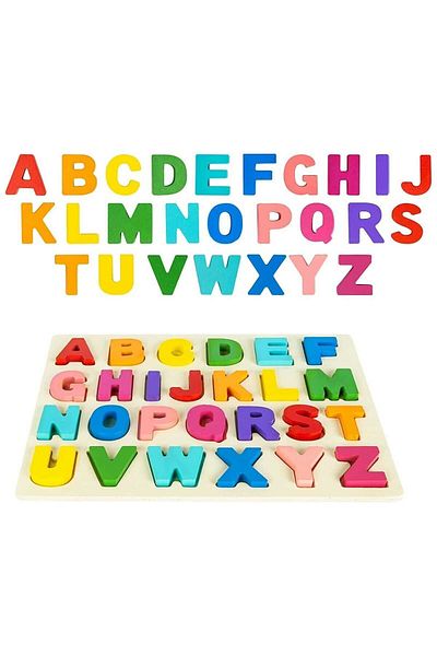 Micostore Puzzle Din Lemn Cu Litere De Tipar, Alfabet