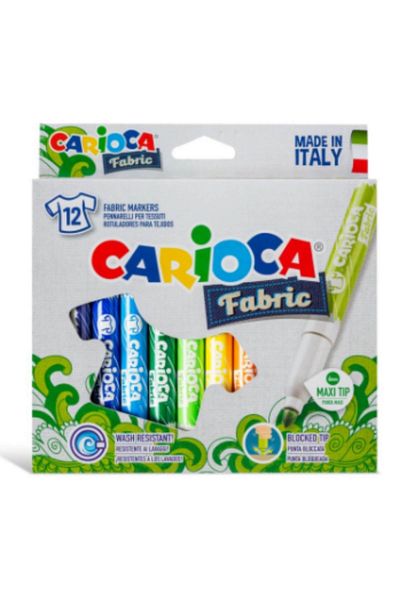 CARIOCA Fabric Clothing Markers 12 Colors-box