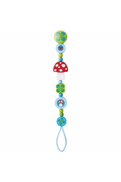 Haba Pacifier Chain, Colored Wood, Clover And Mushroom