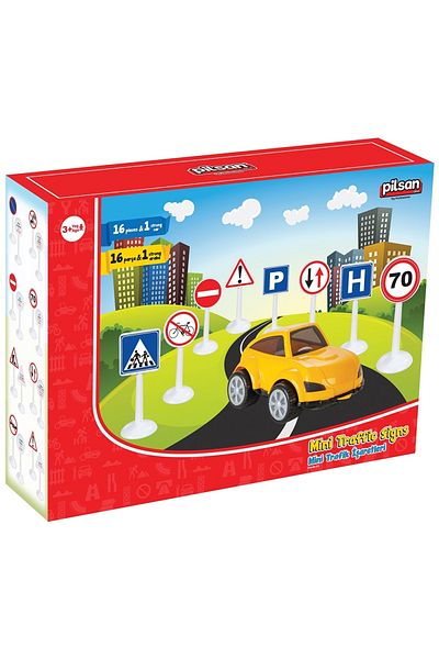 PİLSAN Pilsan Mini Traffic Signs Toy Set With Car