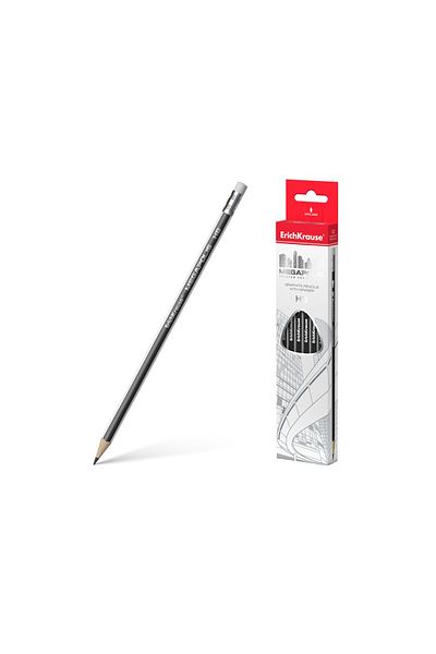 Erich Krause Triangular Pencil With Eraser Megapolis Hb 12 Pcs/box,