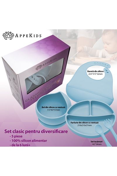 APPEKIDS Set Diversificare, , 100% Silicon, Classic - Aqua Blue