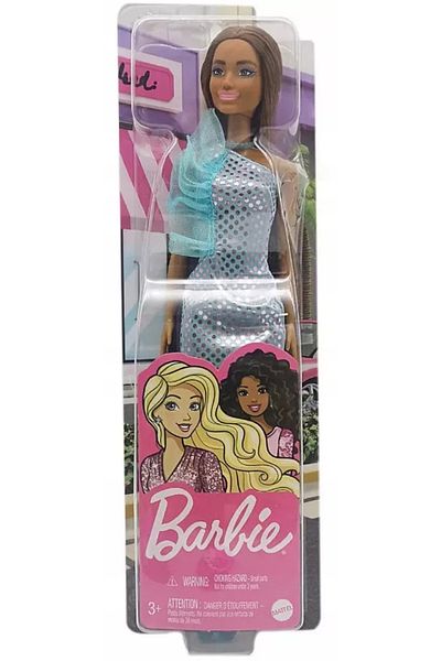 mattel Barbie Doll Shiny Satin Outfit With Blue Dress