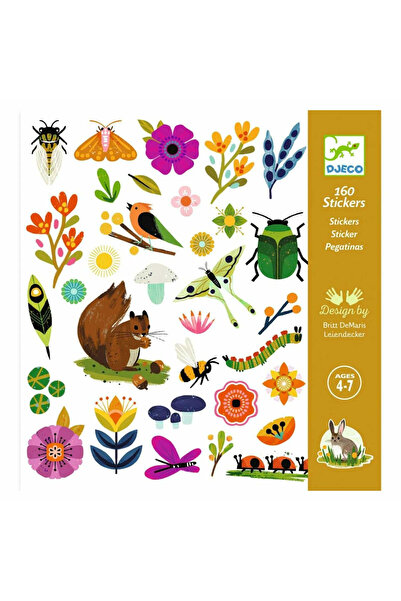 djeco Παιδικά Αυτοκόλλητα, Σετ 160 Αυτοκόλλητων, 18 Σχέδια,
