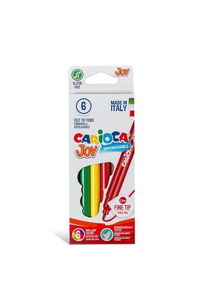 CARIOCA Set Of 6 Markers For Children, Super Washable, Fine Tip, Joy