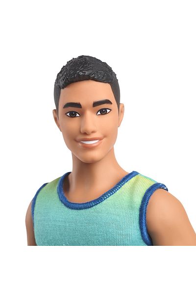 mattel Barbie Fashionistas Boy Doll Brunette With Ombre Tank Top And Denim Shorts