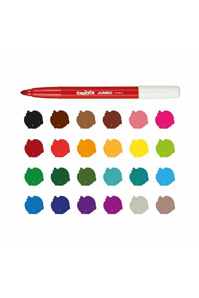 CARIOCA Set of 24 Markers for Children, Super Washable, Thick Tip, Jumbo