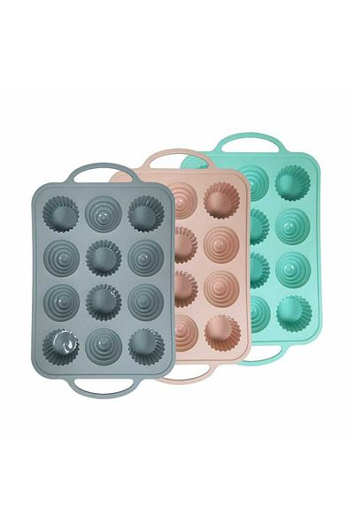 COOKSTYLE Silicone Muffin Mold, 12 Molds, For Jellies And Cakes, Baking Tray, 37.5 X 23 X 4 Cm