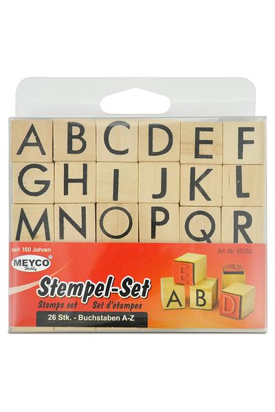 Meyco Set Of 26 Wooden Stamps, Alphabet Letters, Large Size, Art & Craft Accessories For Children