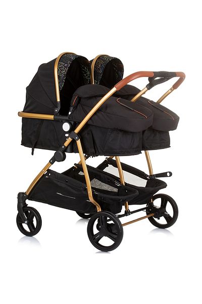 Chipolino Twin Stroller Duo Smart 3 In 1 Obsidian Leaves